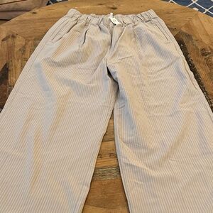 Aerie Women's Light Gray Striped Wide Leg Pants